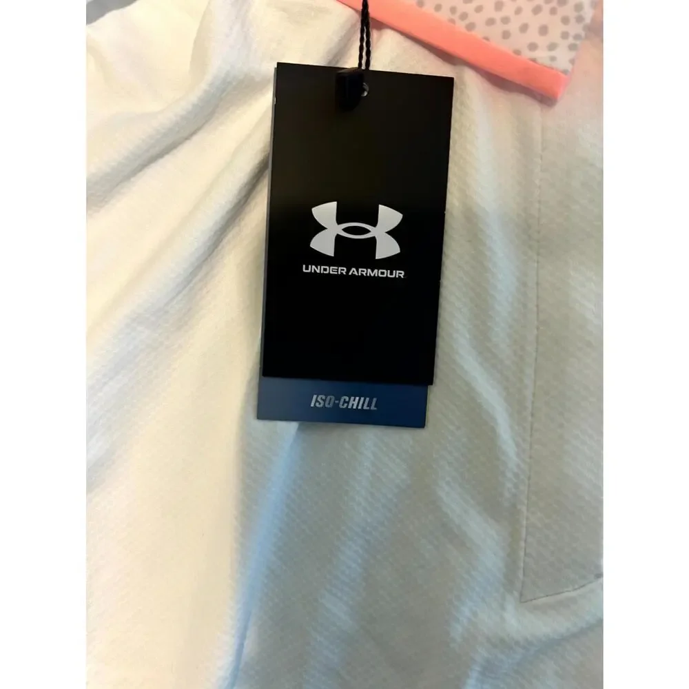 Under Armour ISO Chill Polo Shirt Girls Large White Short Sleeve Performance